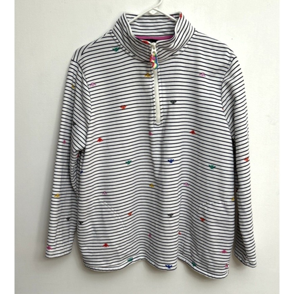 Joules Pip Print 1/2 Zip Sweatshirt Women's Sz 14 All Over Bee Motif Funnel Neck